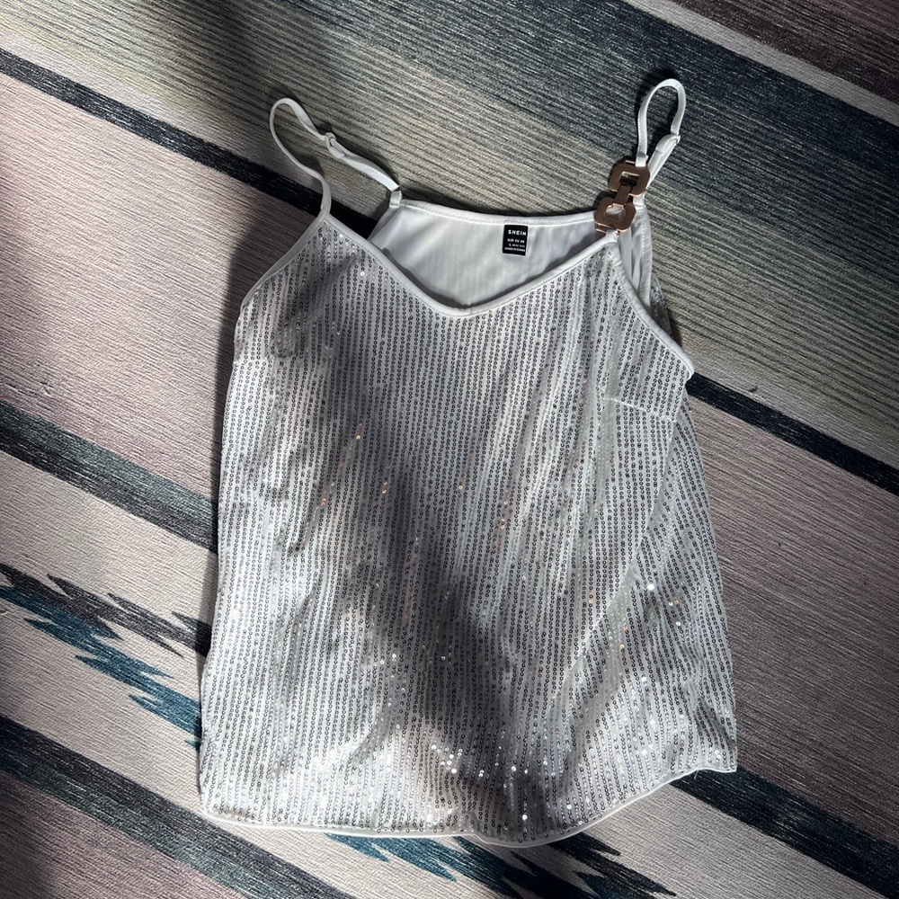 White sequin top